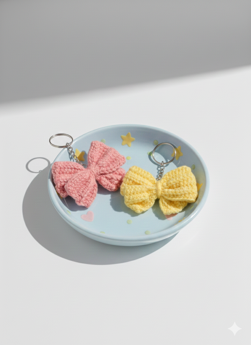 UpTown Folks Pink Bow Crochet Key Chain