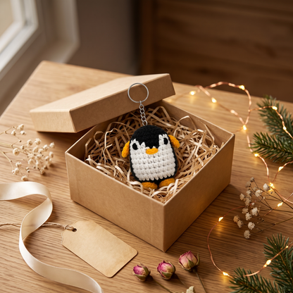 Uptown Folks Black Penguin Crochet Key Chain