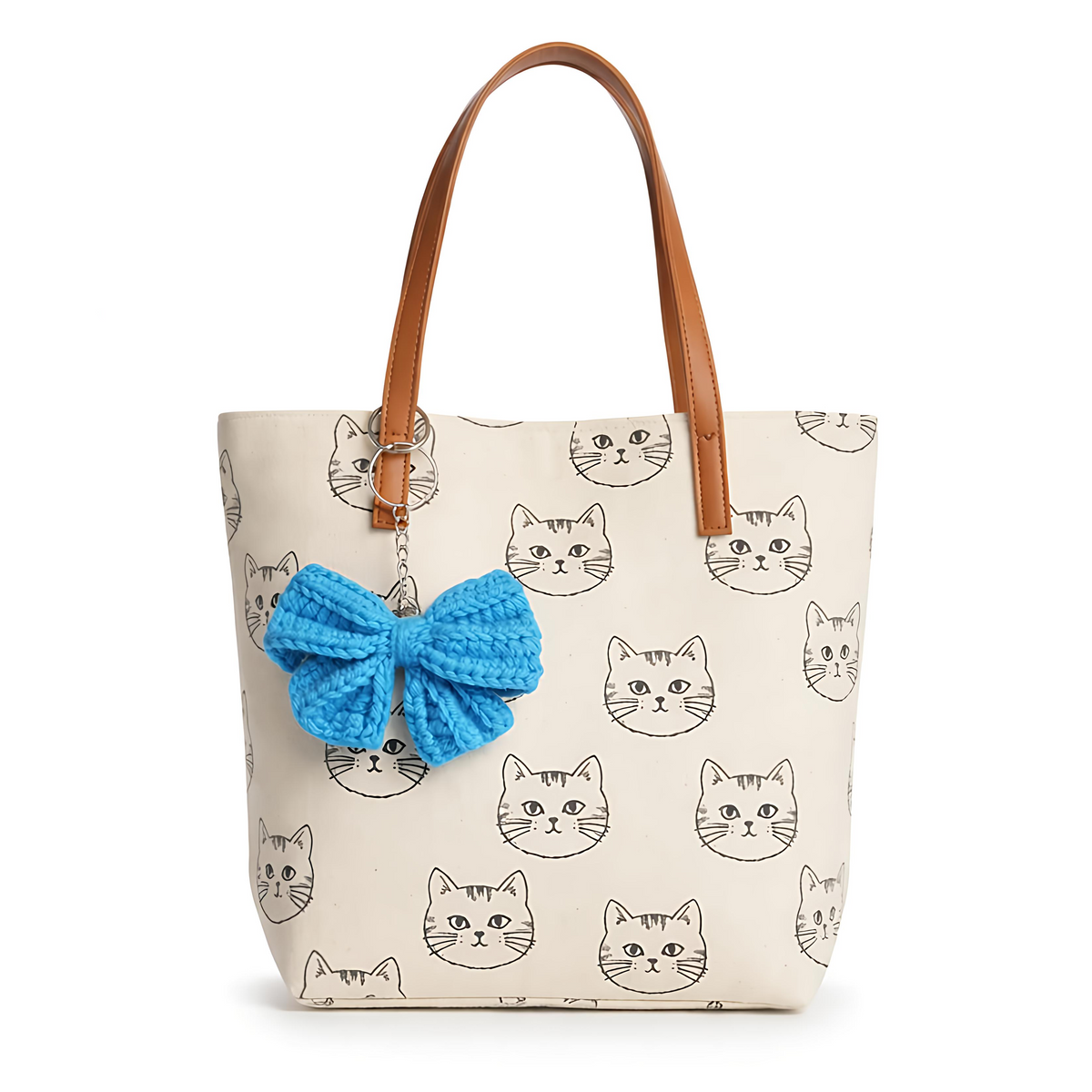Blue Bow Crochet Key Chain