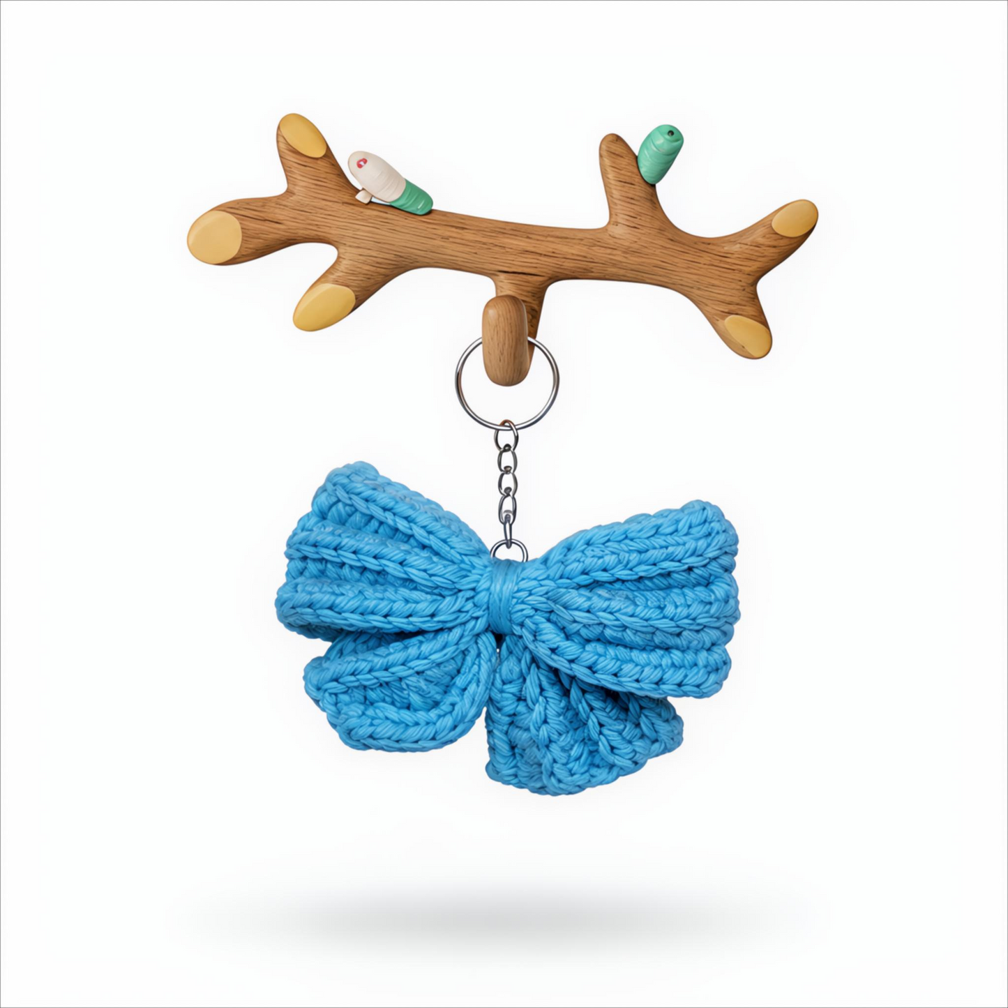 UpTown Folks Blue Bow Crochet Key Chain