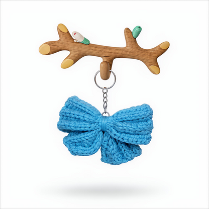 UpTown Folks Blue Bow Crochet Key Chain