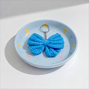 Blue Bow Crochet Key Chain