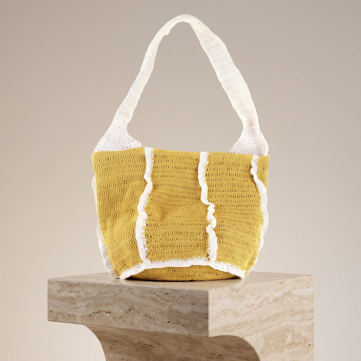 Yellow Crochet Tote Bag
