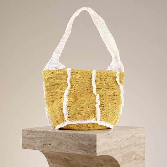 Uptown Folks Yellow Crochet Tote Bag