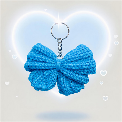 UpTown Folks Blue Bow Crochet Key Chain