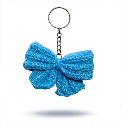 UpTown Folks Blue Bow Crochet Key Chain