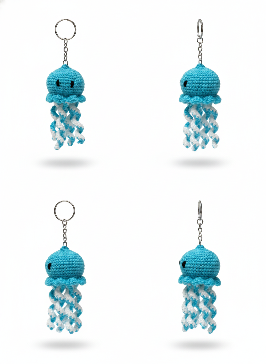 Blue Octopus Crochet Key Chain