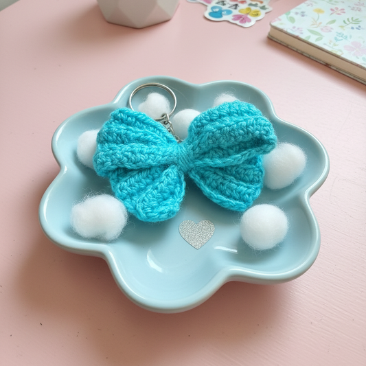 UpTown Folks Blue Bow Crochet Key Chain