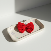 Red Bow Crochet Key Chain