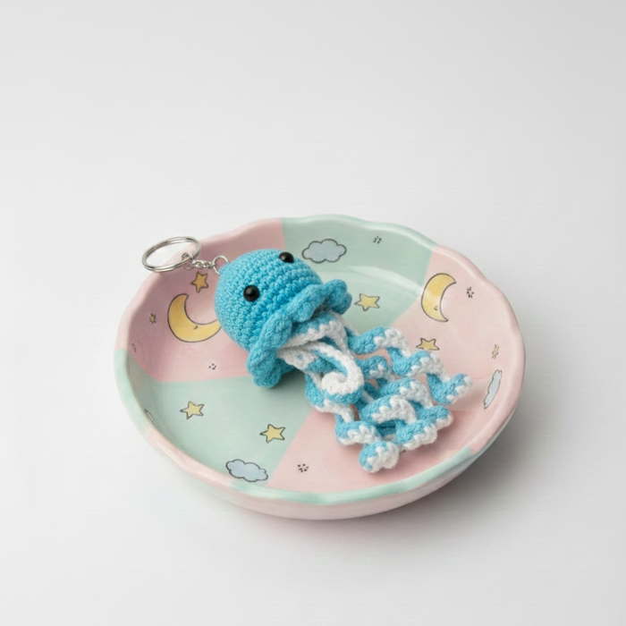 Blue Octopus Crochet Key Chain