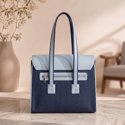 UpTown Folks The Power Move Blue & Navy Blue Satchel Bag for Women | Stylish Work, College & Travel Handbag