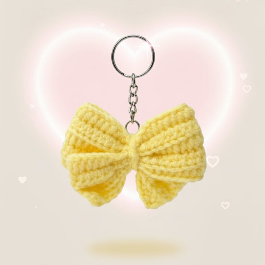 Yellow Bow Crochet Key Chain