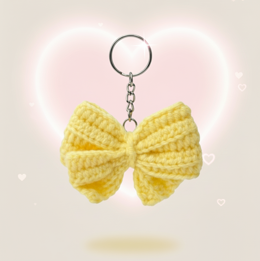 UpTown Folks Yellow Bow Crochet Key Chain