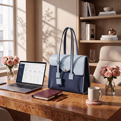 UpTown Folks The Power Move Blue & Navy Blue Satchel Bag for Women | Stylish Work, College & Travel Handbag