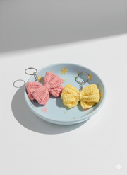 Pink Bow Crochet Key Chain