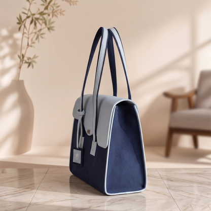 UpTown Folks The Power Move Blue & Navy Blue Satchel Bag for Women | Stylish Work, College & Travel Handbag