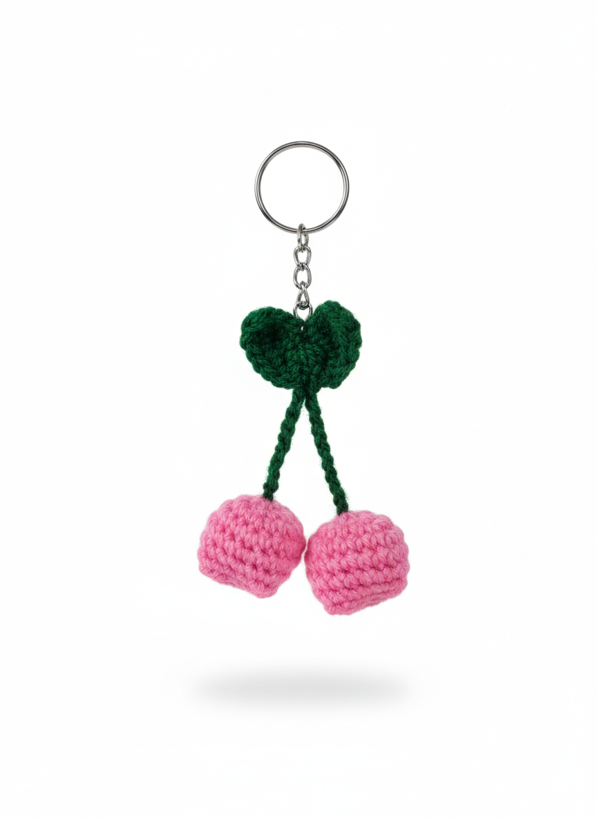 Pink Tulips Crochet Key Chain