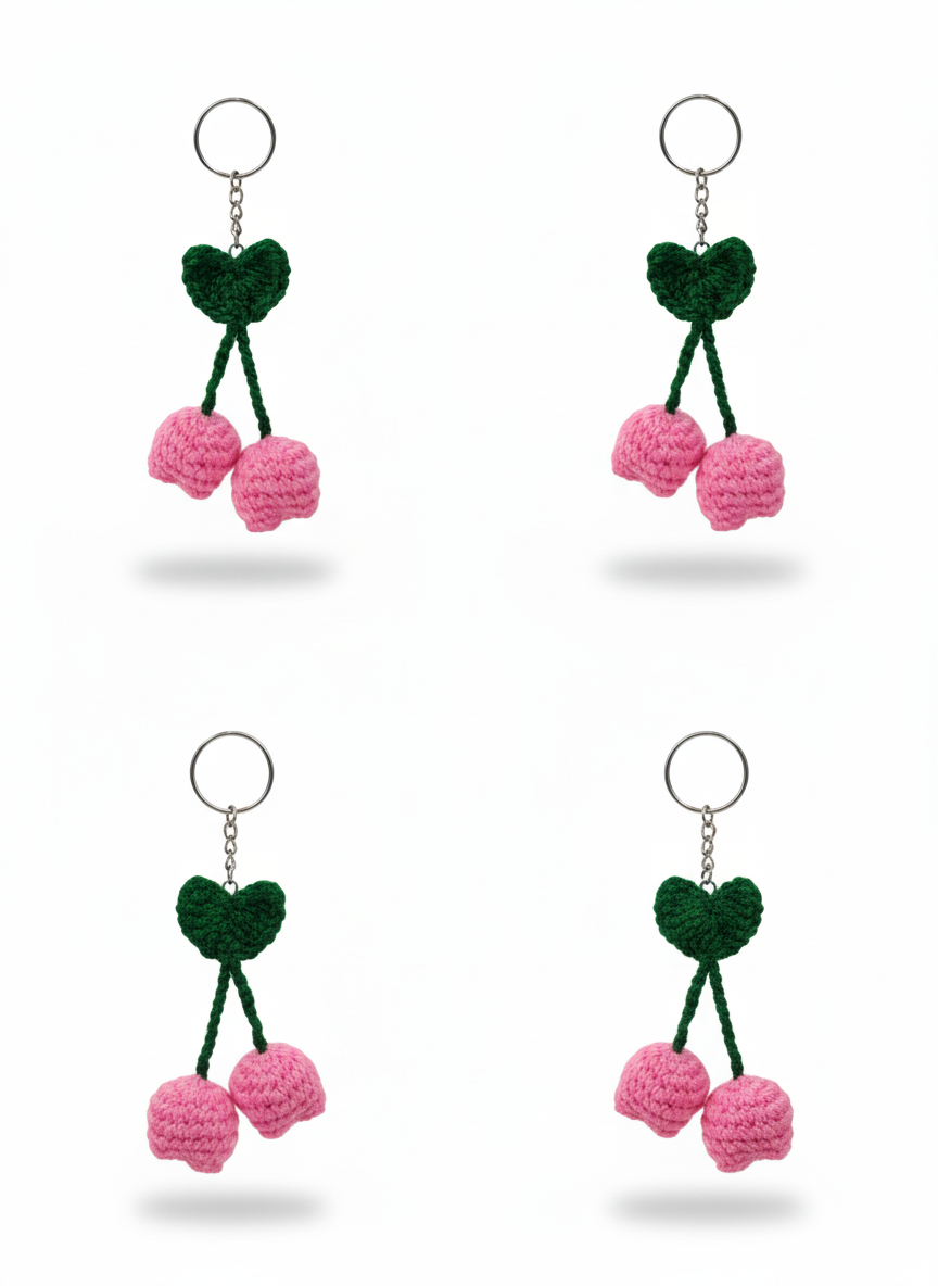 Pink Tulips Crochet Key Chain