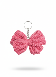 Pink Bow Crochet Key Chain