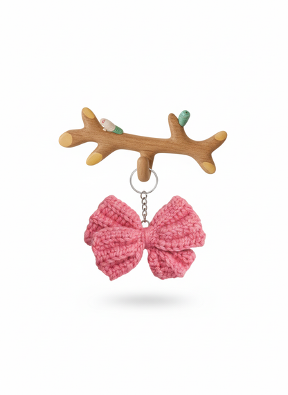 UpTown Folks Pink Bow Crochet Key Chain