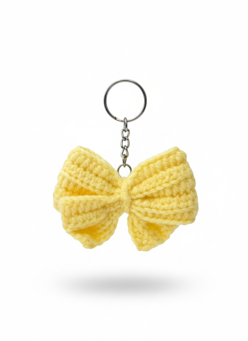 Yellow Bow Crochet Key Chain