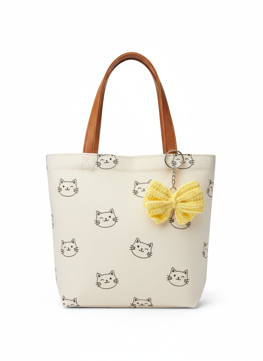 UpTown Folks Yellow Bow Crochet Key Chain