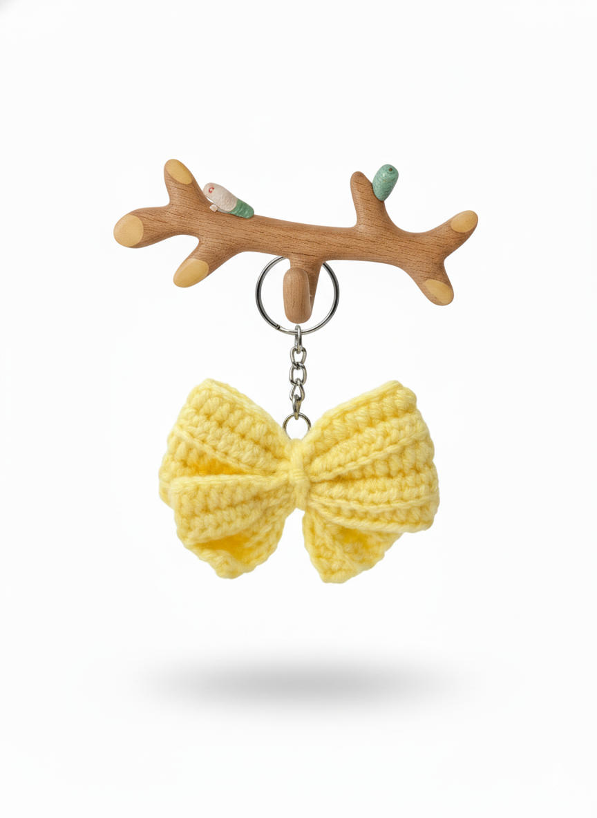 UpTown Folks Yellow Bow Crochet Key Chain
