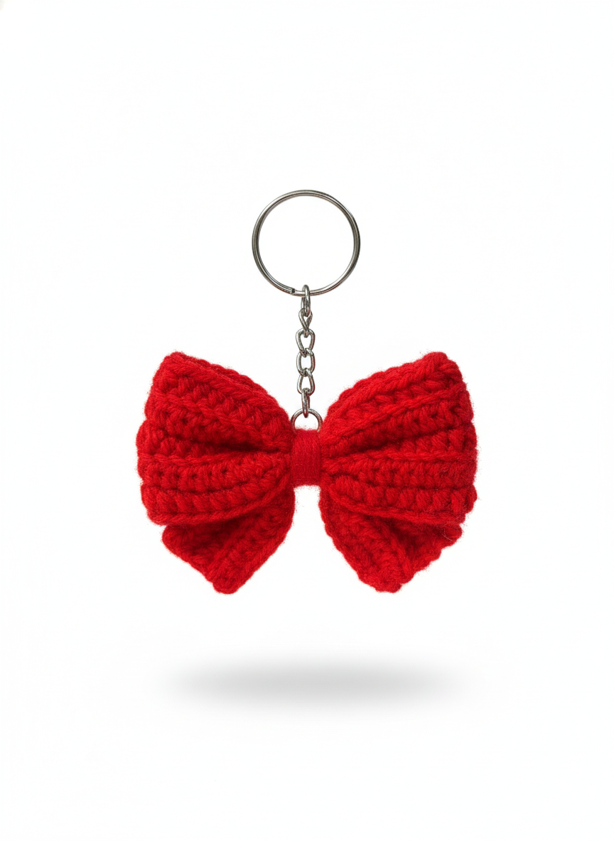 UpTown Folks Red Bow Crochet Key Chain