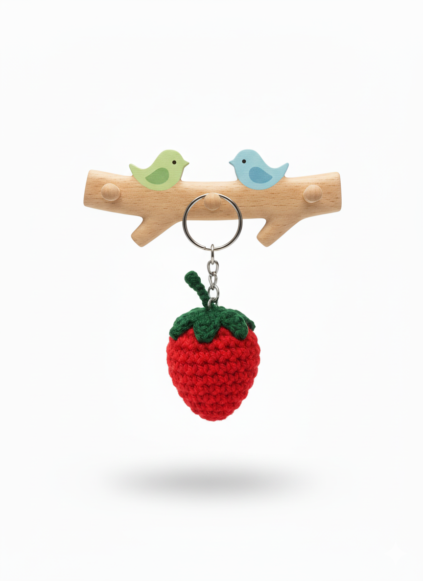 Strawberry Crochet Key Chain