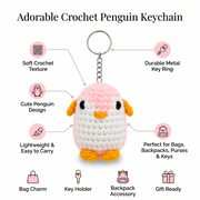 Pink Penguin Crochet Key Chain