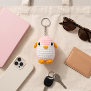 Pink Penguin Crochet Key Chain
