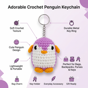 Purple Penguin Crochet Key Chain