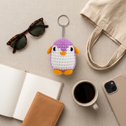 Purple Penguin Crochet Key Chain