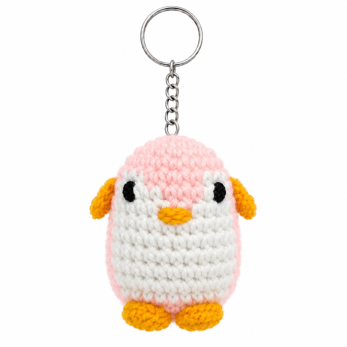 Pink Penguin Crochet Key Chain