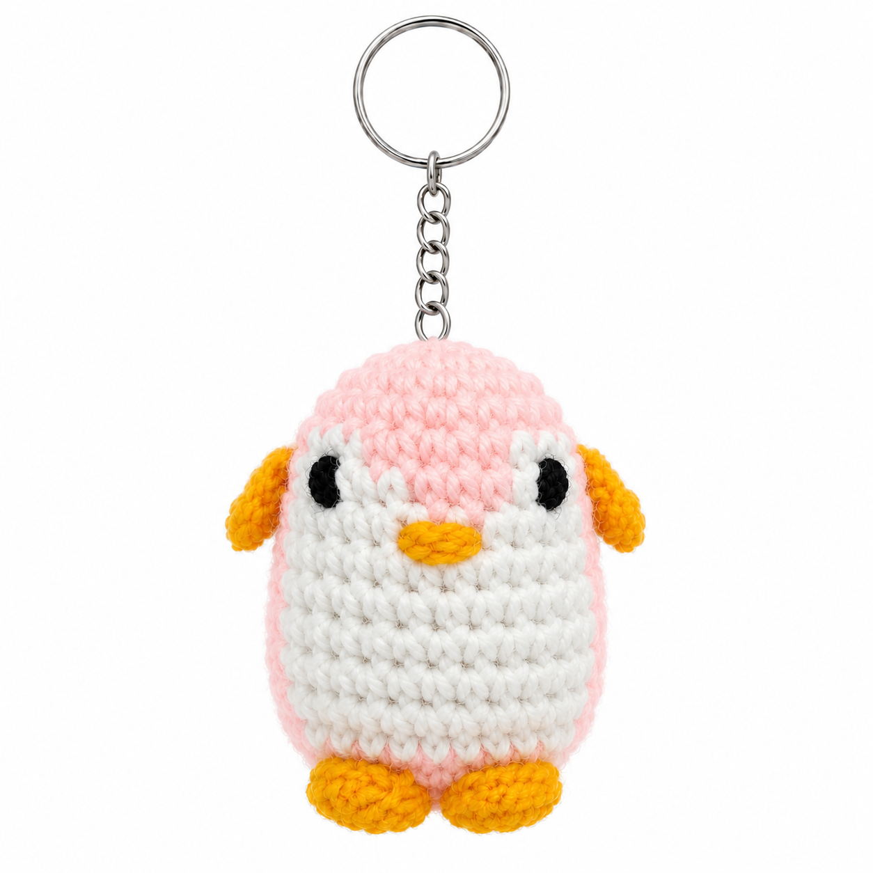 Uptown Folks Pink Penguin Crochet Key Chain
