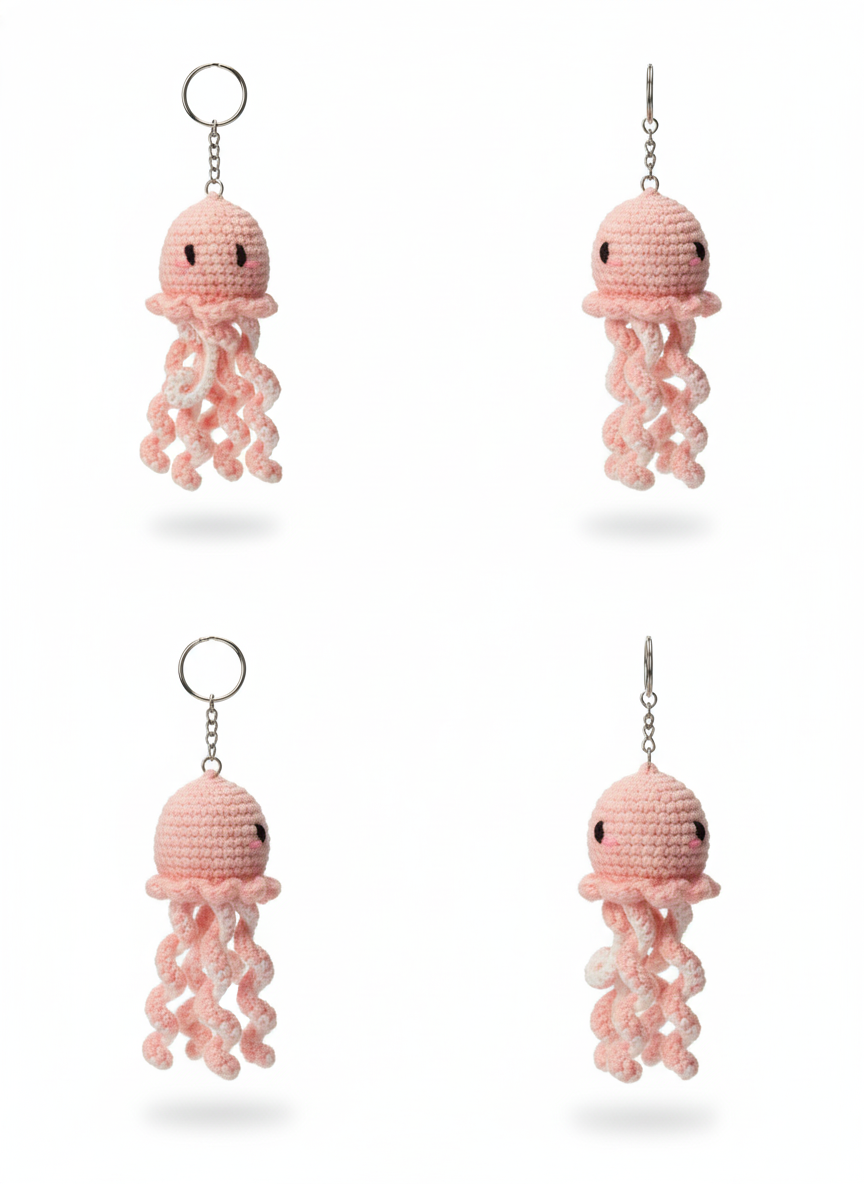 Pink Octopus Crochet Key Chain