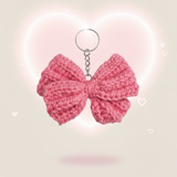 Pink Bow Crochet Key Chain