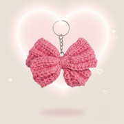 Pink Bow Crochet Key Chain