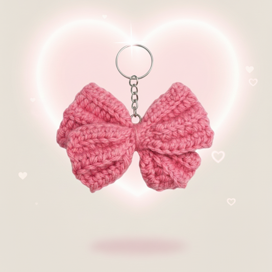 UpTown Folks Pink Bow Crochet Key Chain
