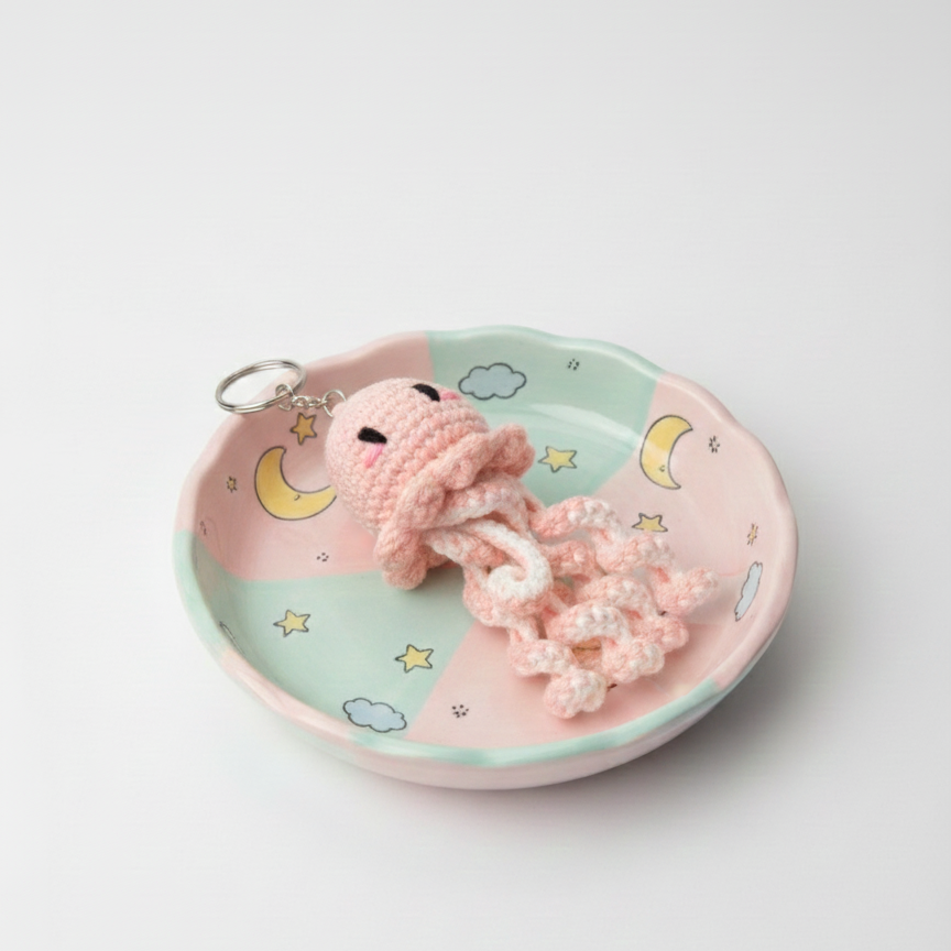 Pink Octopus Crochet Key Chain