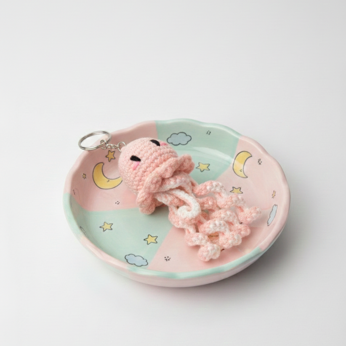 Pink Octopus Crochet Key Chain