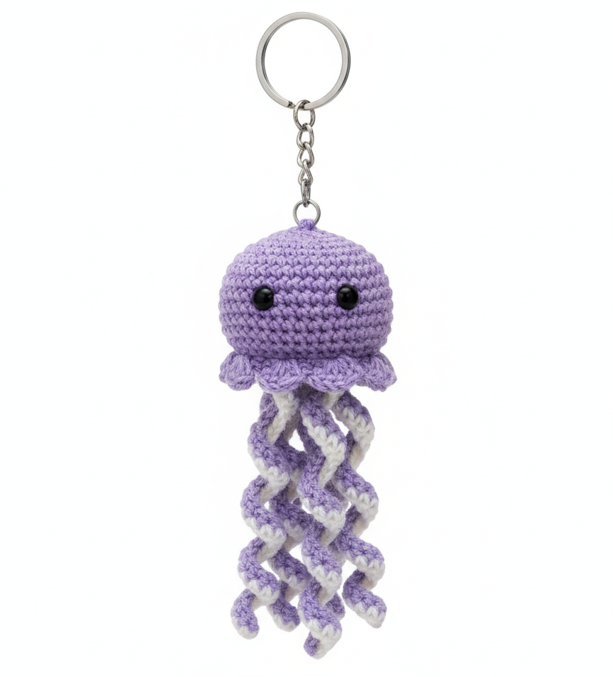 purple octopus crochet keychain handmade