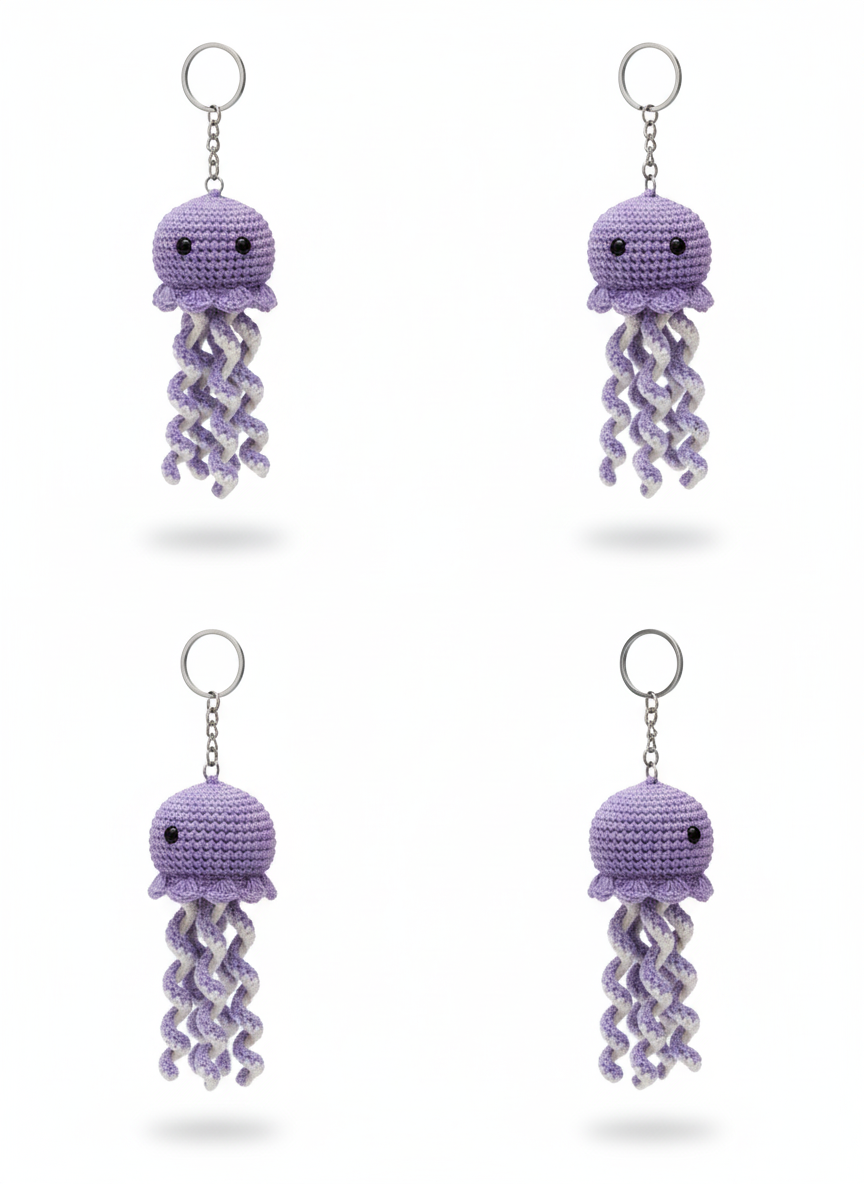 purple octopus crochet keychain handmade