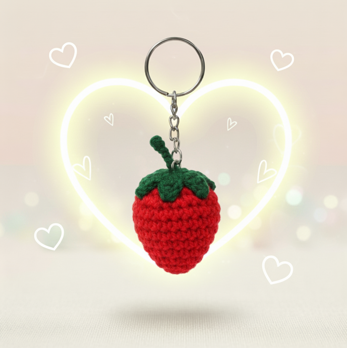 Strawberry Crochet Key Chain