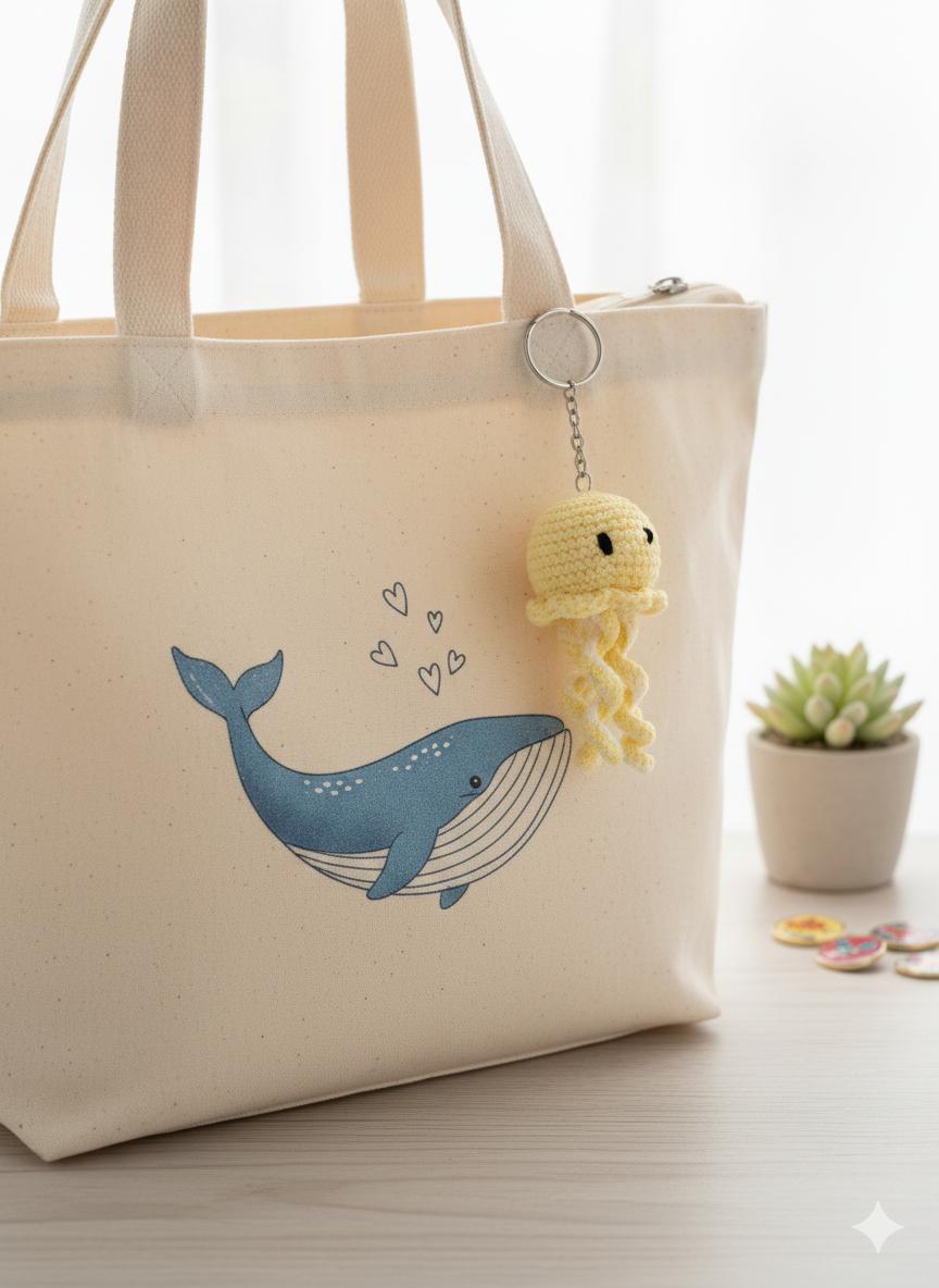 UpTown Folks Yellow Octopus Crochet Key Chain