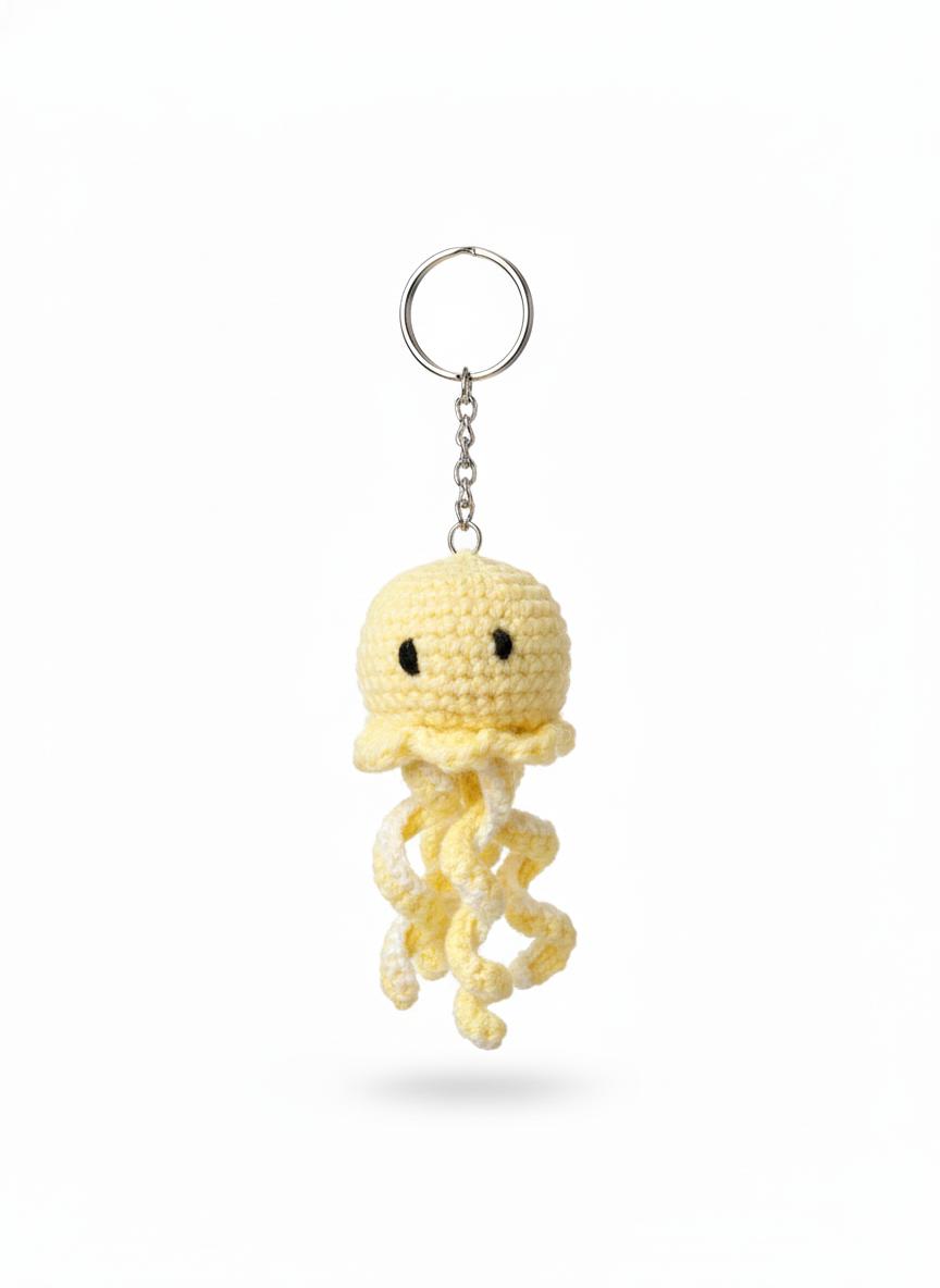 Yellow Octopus Crochet Key Chain