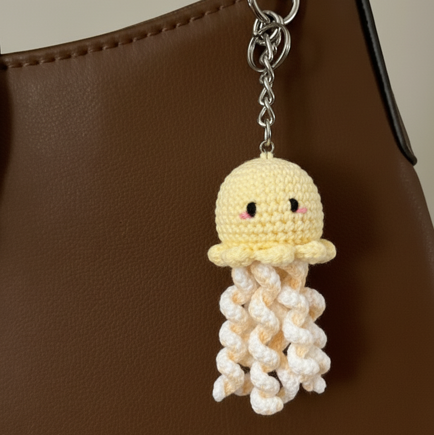 Yellow Octopus Crochet Key Chain